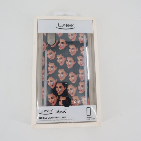 LuMee Duo Phone Case, Kimoji Cry Face, Black | Front & Back LED Lighting IphoneX - Picture 6 of 7